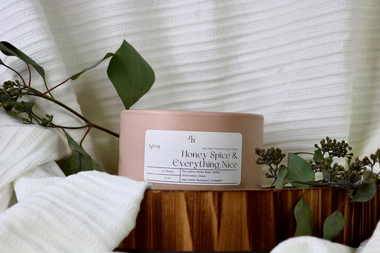 HandPoured Coconut Soy Wooden Wick Candles: Honey Spice & Everything Nice